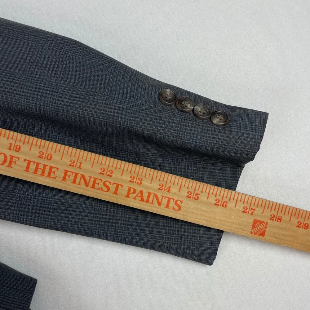 Ralph Lauren Polo University Club Men 40R Grey Glen Plaid Wool Blazer Sport Coat